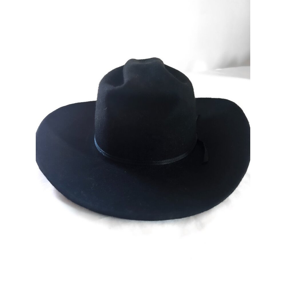 Rockmount Ranch Wear Black Wool Felt Cowboy Rodeo Hat 7 1/4 - Picture 2 of 12